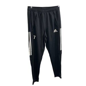 Adidas Black Training Pants M With Zipper Pockets & Stripes For Athletic Wear